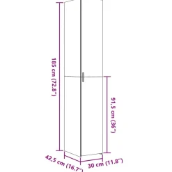 vidaXL Aparador de madera de ingeniería 30x42,5x185 cm Roble ahumado Discount