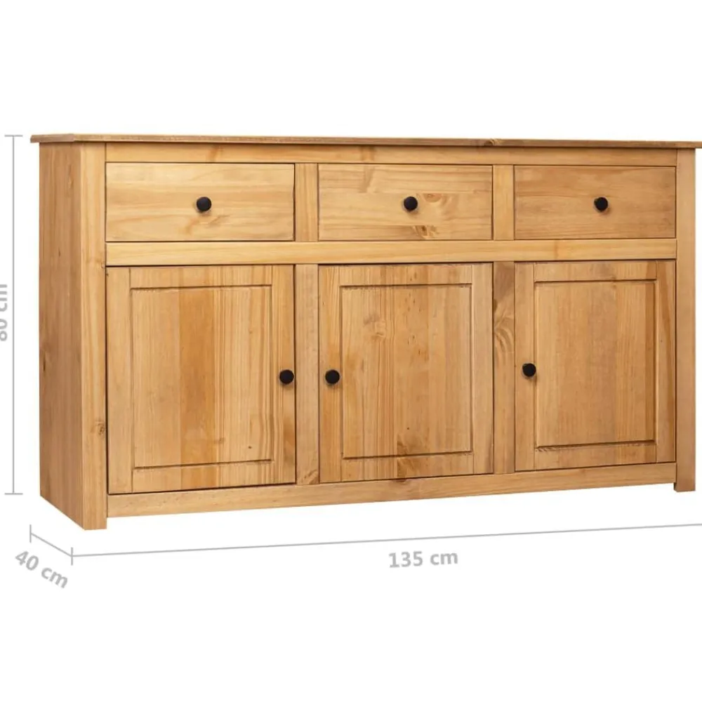 vidaXL Armarios Y Almacenamiento-Aparador de madera maciza de pino estilo Panamá 135x40x80 cm