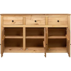 vidaXL Armarios Y Almacenamiento-Aparador de madera maciza de pino estilo Panamá 135x40x80 cm