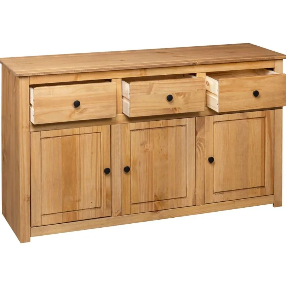 vidaXL Armarios Y Almacenamiento-Aparador de madera maciza de pino estilo Panamá 135x40x80 cm