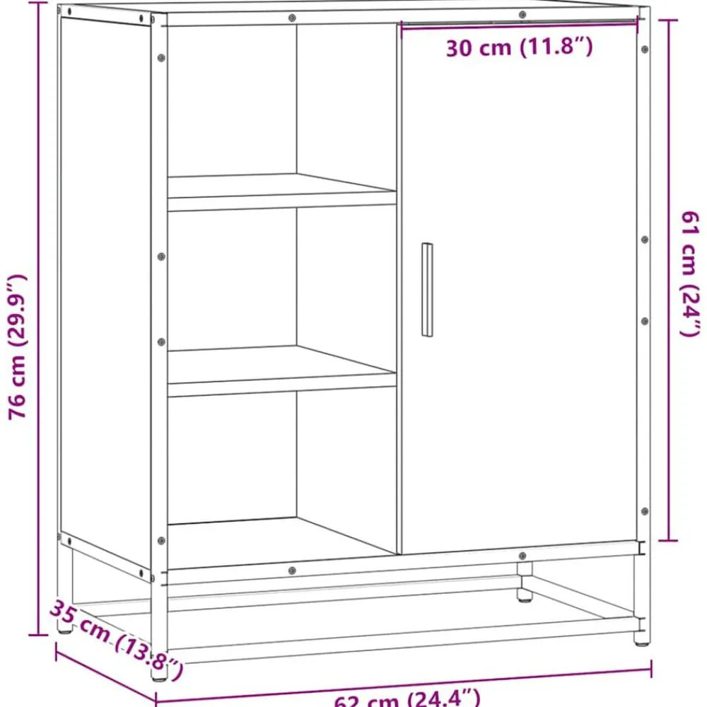 vidaXL Aparador de madera de ingeniería 62x35x76 cm Negro Best