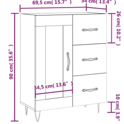 vidaXL Armarios Y Almacenamiento-Aparador de madera de ingeniería 69,5x34x90 cm