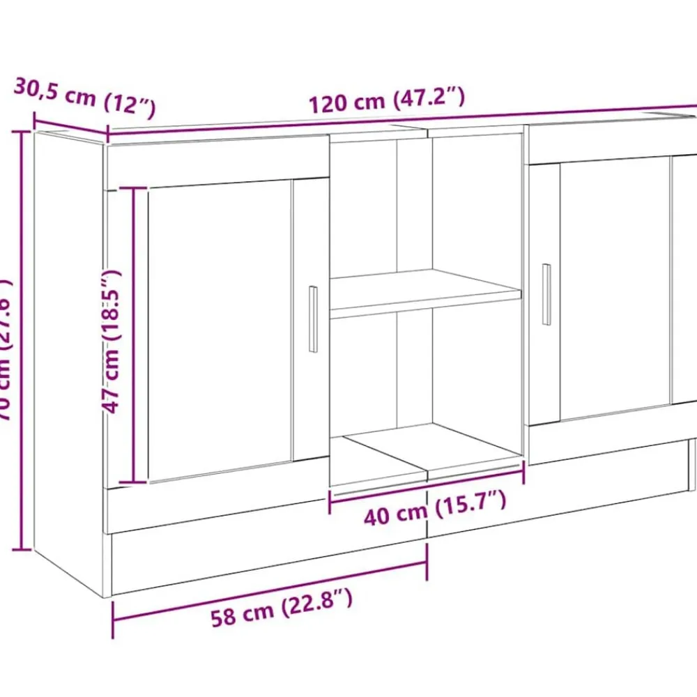 vidaXL Armarios Y Almacenamiento-Aparador de madera de ingeniería 120x30,5x70 cm