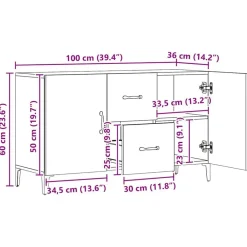 vidaXL Aparador de madera de ingeniería 100x36x60 cm Roble artisan New