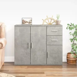 vidaXL Aparador de madera contrachapada gris hormigón 91x29,5x75 cm Gris hormig&oacute;n New