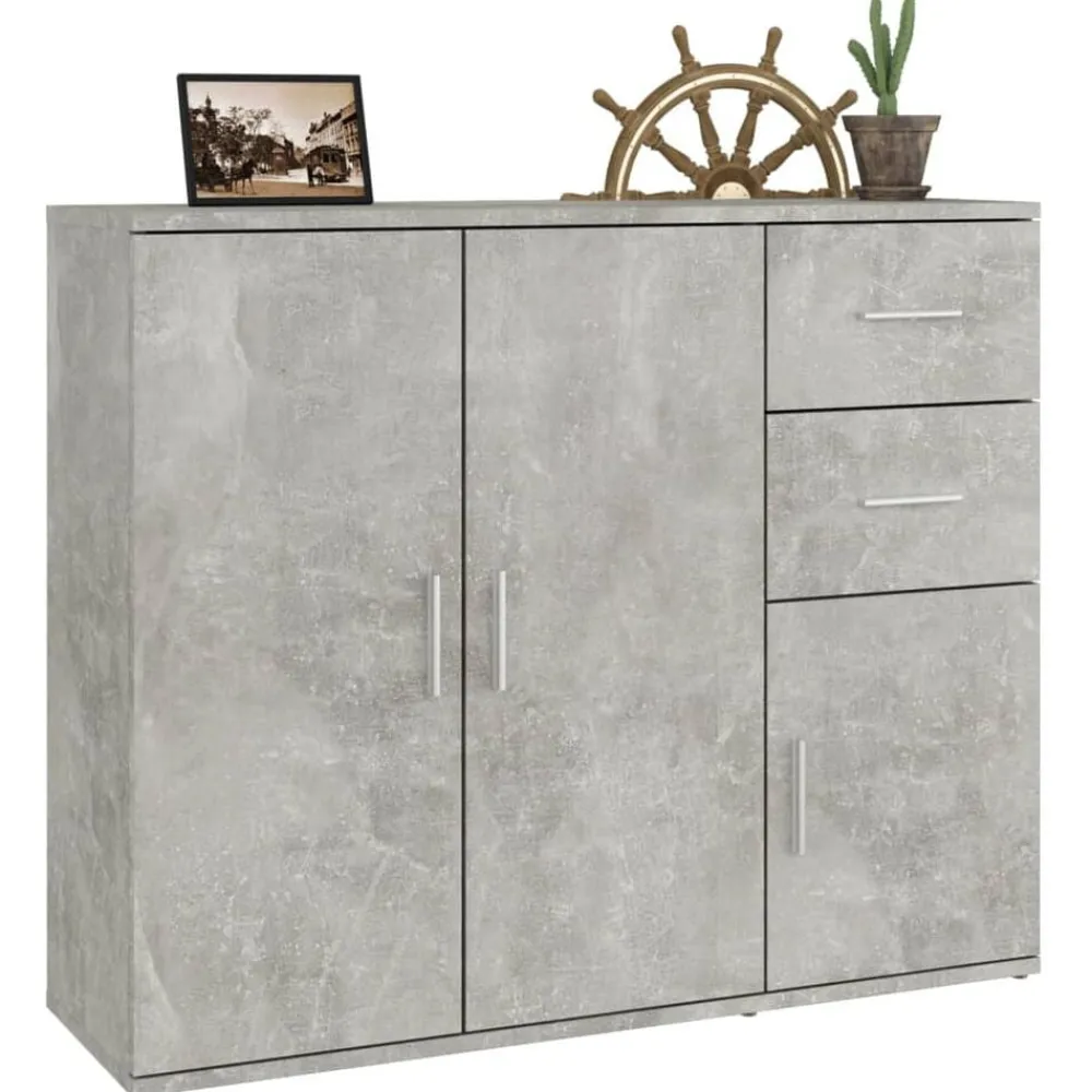 vidaXL Aparador de madera contrachapada gris hormigón 91x29,5x75 cm Gris hormigón New