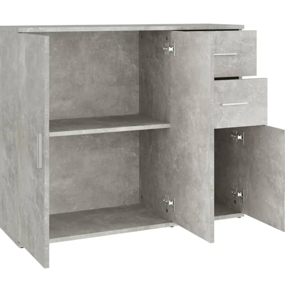 vidaXL Aparador de madera contrachapada gris hormigón 91x29,5x75 cm Gris hormigón New