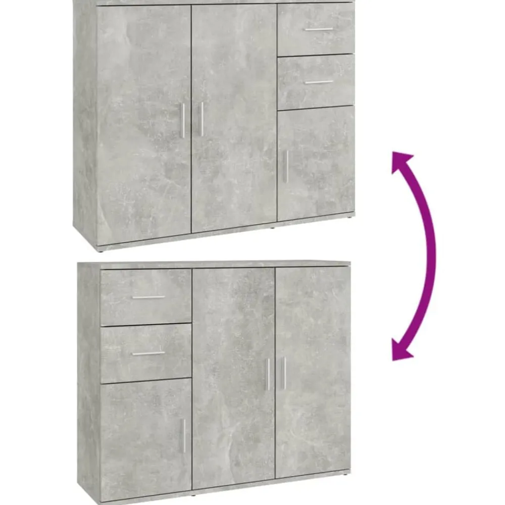 vidaXL Aparador de madera contrachapada gris hormigón 91x29,5x75 cm Gris hormigón New
