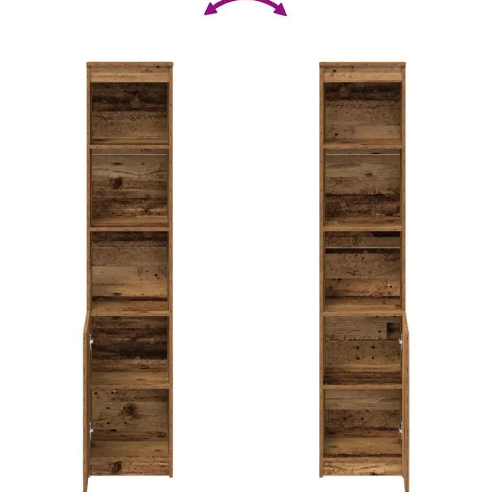 vidaXL Aparador de madera vieja 37,5x35x180 cm Madera de ingeniería Madera antigua Clearance