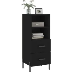 vidaXL Aparador de madera contrachapada 34,5x34x90 cm Negro