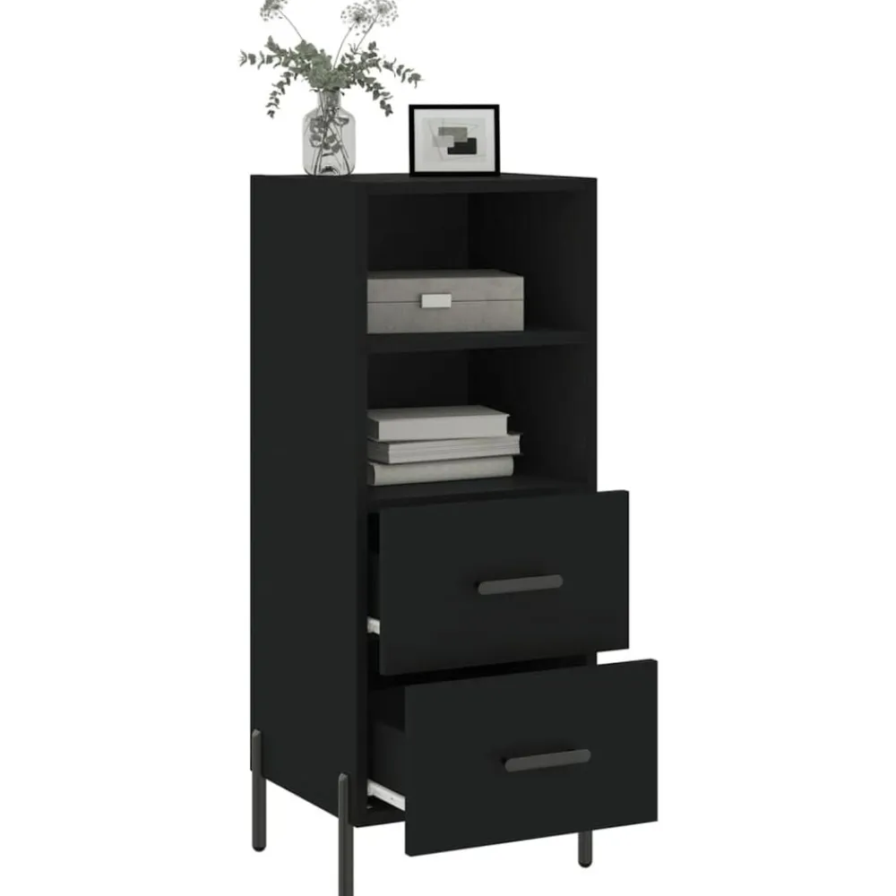 vidaXL Aparador de madera contrachapada 34,5x34x90 cm Negro