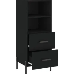 vidaXL Aparador de madera contrachapada 34,5x34x90 cm Negro
