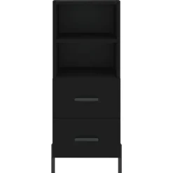 vidaXL Aparador de madera contrachapada 34,5x34x90 cm Negro
