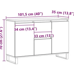 vidaXL Aparador de madera de ingeniería 101,5x35x70 cm Roble artisan Sale