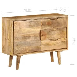 vidaXL Armarios Y Almacenamiento-Aparador de madera maciza de mango 90x30x69 cm