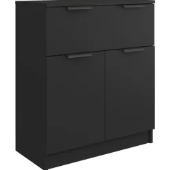 vidaXL Aparador de madera contrachapada 60x30x70 cm Negro Clearance