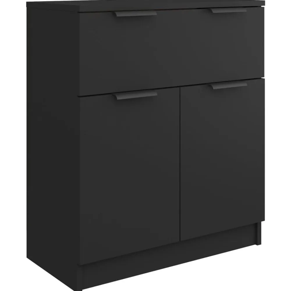 vidaXL Aparador de madera contrachapada 60x30x70 cm Negro Clearance
