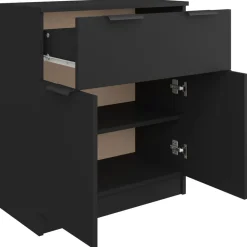 vidaXL Aparador de madera contrachapada 60x30x70 cm Negro Clearance