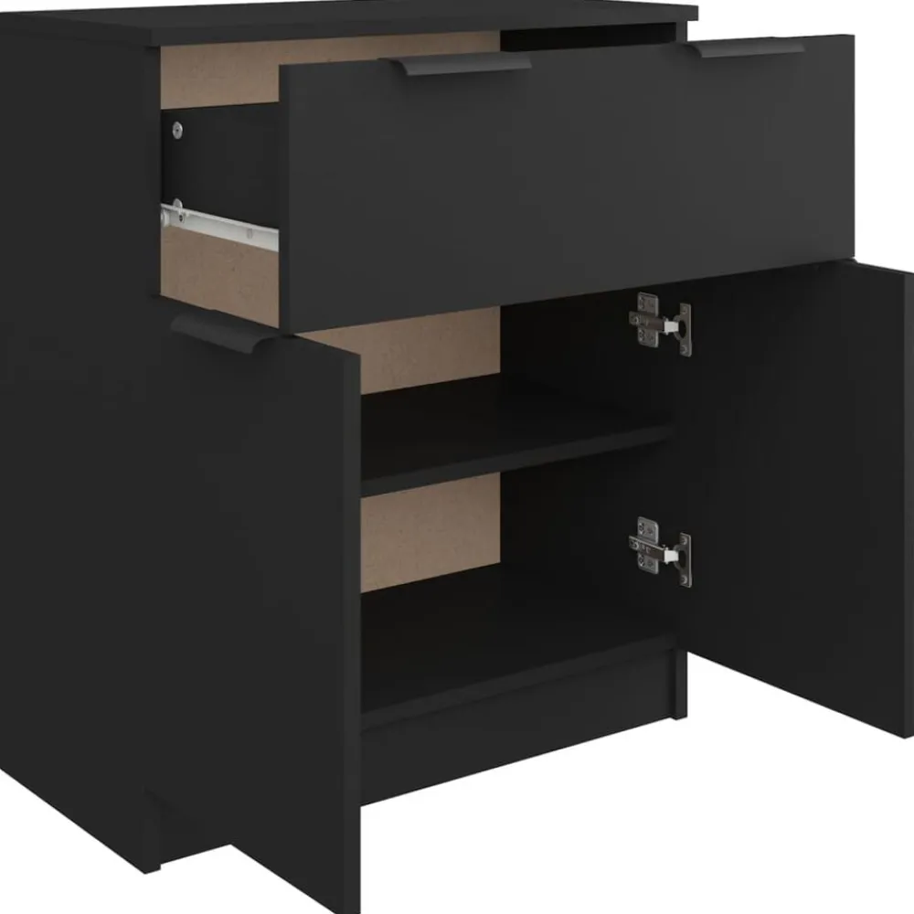 vidaXL Aparador de madera contrachapada 60x30x70 cm Negro Clearance