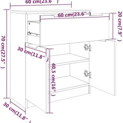 vidaXL Aparador de madera contrachapada 60x30x70 cm Negro Clearance