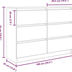 vidaXL Armarios Y Almacenamiento-Aparador de madera contrachapada 100x35x76 cm