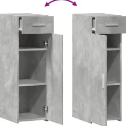vidaXL Aparador de madera de ingeniería gris hormigón 30x42,5x93 cm Gris hormigón New