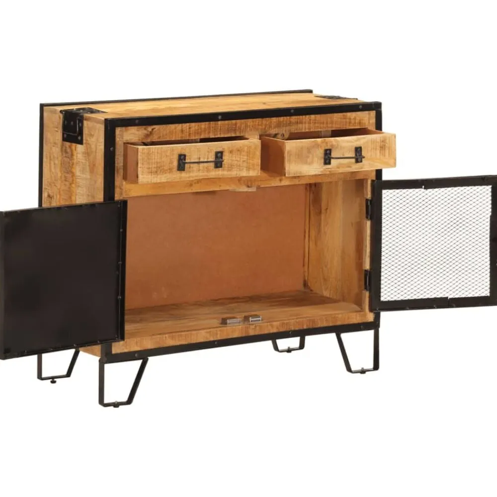 vidaXL Armarios Y Almacenamiento-Aparador de madera maciza mango sin tratar y metal 80x31x66 cm