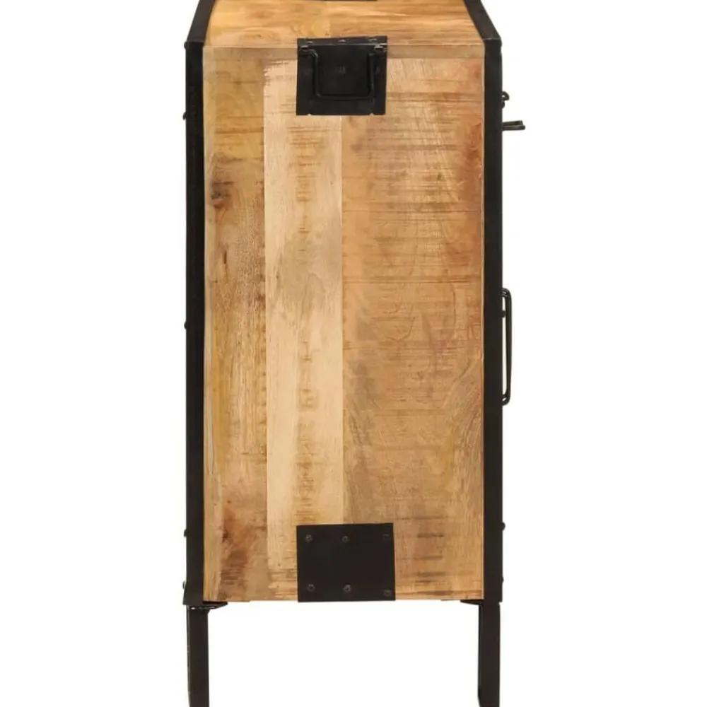 vidaXL Armarios Y Almacenamiento-Aparador de madera maciza mango sin tratar y metal 80x31x66 cm
