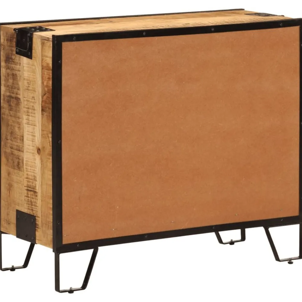 vidaXL Armarios Y Almacenamiento-Aparador de madera maciza mango sin tratar y metal 80x31x66 cm