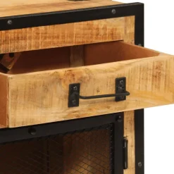vidaXL Armarios Y Almacenamiento-Aparador de madera maciza mango sin tratar y metal 80x31x66 cm