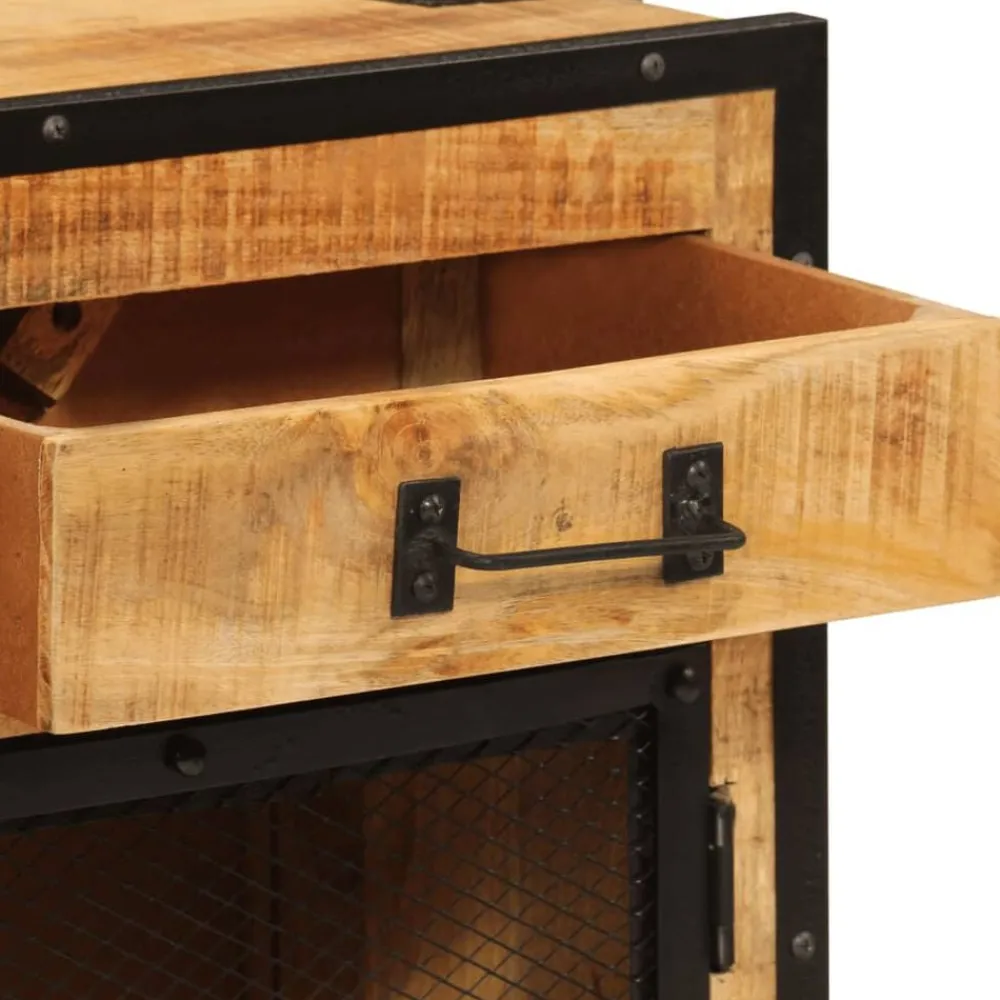 vidaXL Armarios Y Almacenamiento-Aparador de madera maciza mango sin tratar y metal 80x31x66 cm