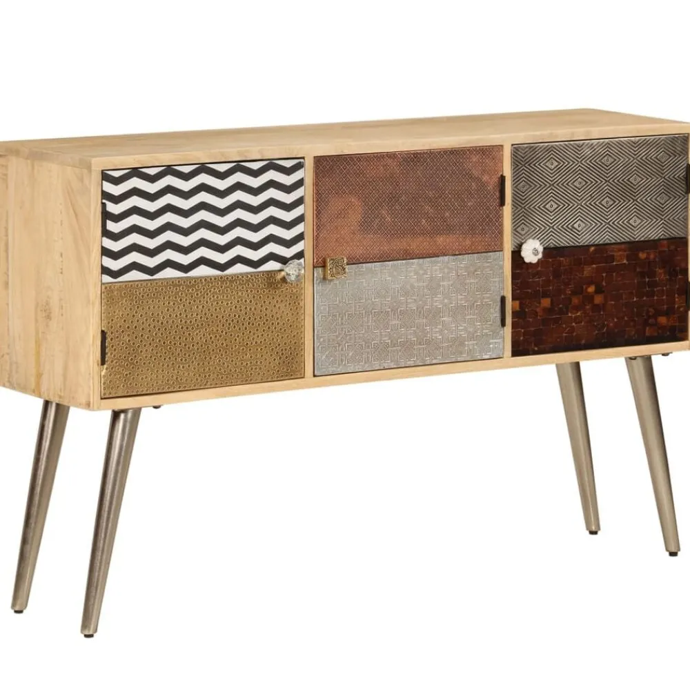 vidaXL Armarios Y Almacenamiento-Aparador de madera de mango maciza 120x30x75 cm