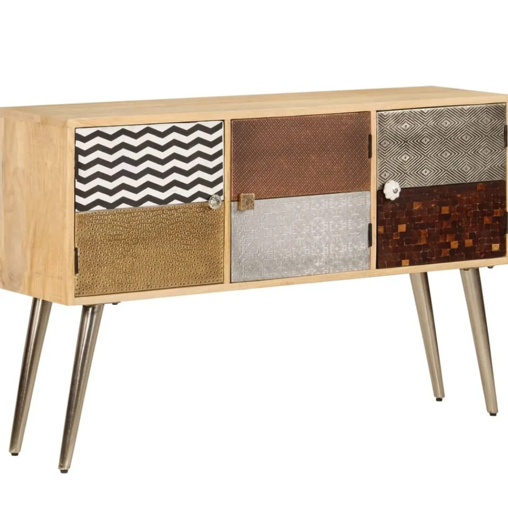 vidaXL Armarios Y Almacenamiento-Aparador de madera de mango maciza 120x30x75 cm