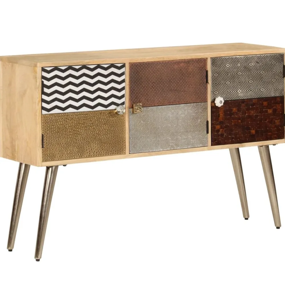 vidaXL Armarios Y Almacenamiento-Aparador de madera de mango maciza 120x30x75 cm