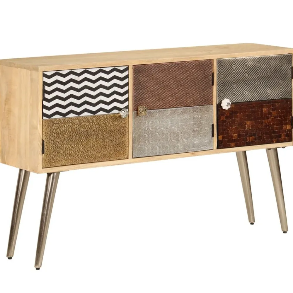 vidaXL Armarios Y Almacenamiento-Aparador de madera de mango maciza 120x30x75 cm