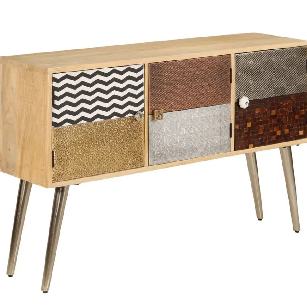 vidaXL Armarios Y Almacenamiento-Aparador de madera de mango maciza 120x30x75 cm