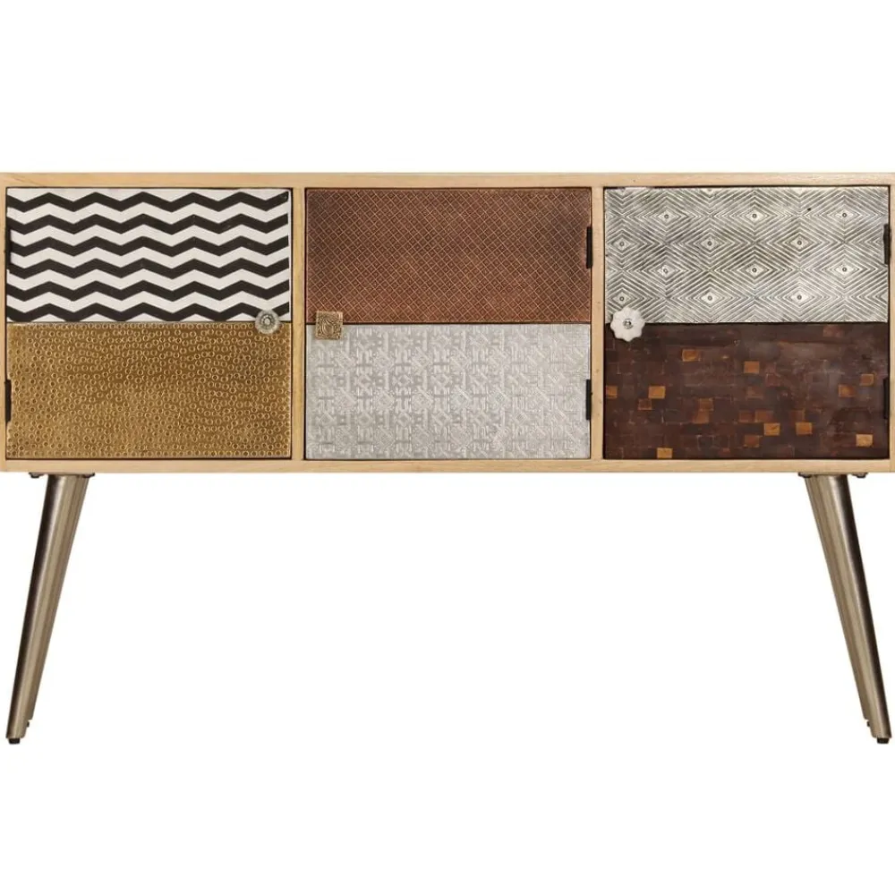 vidaXL Armarios Y Almacenamiento-Aparador de madera de mango maciza 120x30x75 cm