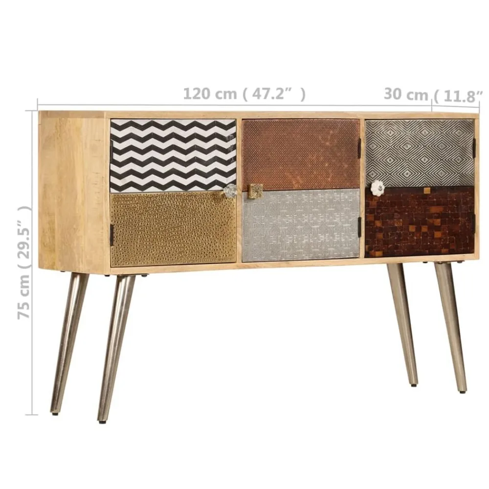 vidaXL Armarios Y Almacenamiento-Aparador de madera de mango maciza 120x30x75 cm