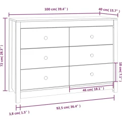 vidaXL Aparador de madera maciza de pino 100x40x72 cm Natural Sale