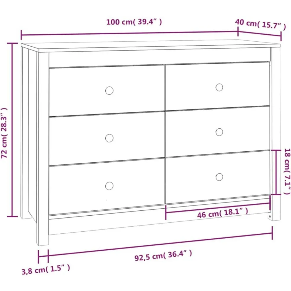 vidaXL Aparador de madera maciza de pino 100x40x72 cm Natural Sale
