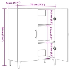 vidaXL Aparador de madera de ingeniería 70x34x90 cm Roble artisan Clearance