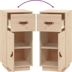 vidaXL Armarios Y Almacenamiento-Aparador de madera maciza de pino 34x40x75 cm