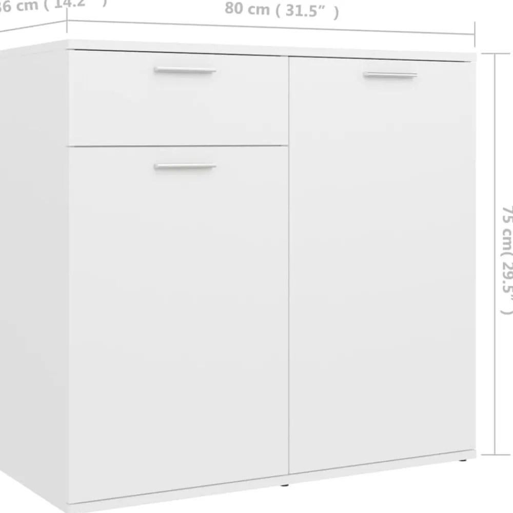 vidaXL Aparador de madera contrachapada 80x36x75 cm Blanco Hot