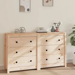 vidaXL Armarios Y Almacenamiento-Aparador de madera maciza de pino 140x35x80 cm