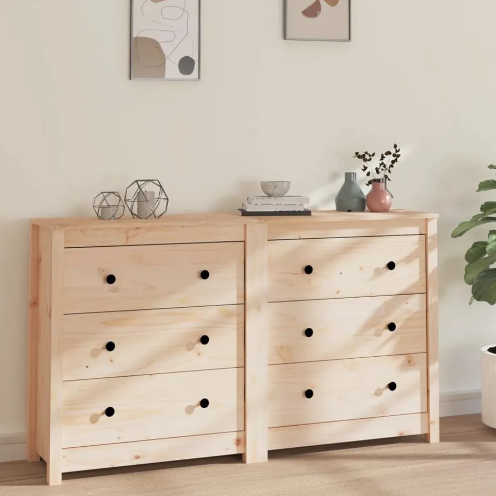 vidaXL Armarios Y Almacenamiento-Aparador de madera maciza de pino 140x35x80 cm