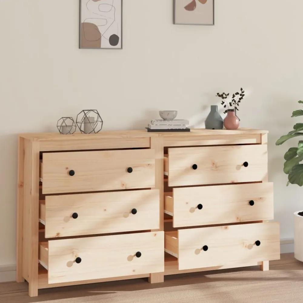vidaXL Armarios Y Almacenamiento-Aparador de madera maciza de pino 140x35x80 cm