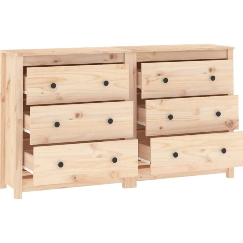 vidaXL Armarios Y Almacenamiento-Aparador de madera maciza de pino 140x35x80 cm