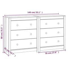 vidaXL Armarios Y Almacenamiento-Aparador de madera maciza de pino 140x35x80 cm