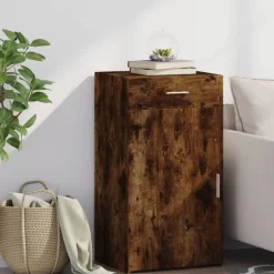 vidaXL Aparador de madera de ingeniería 50x42,5x93 cm Roble ahumado New