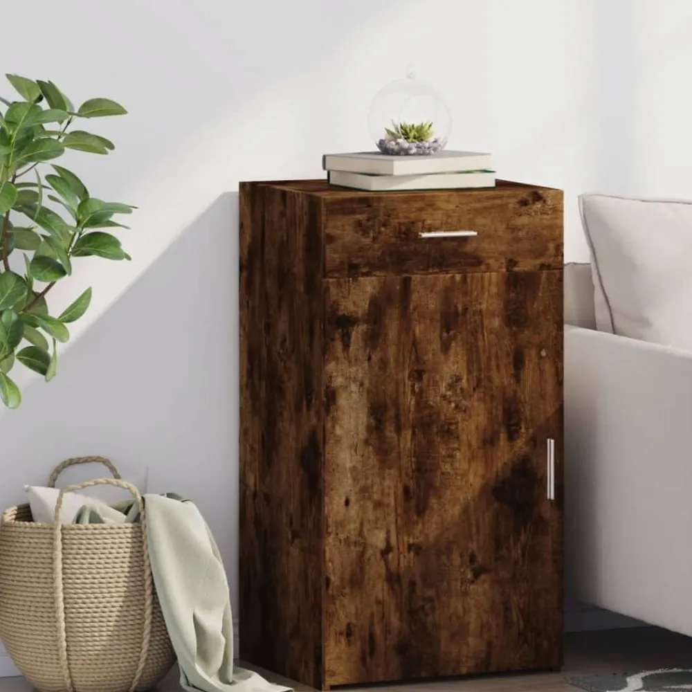 vidaXL Aparador de madera de ingeniería 50x42,5x93 cm Roble ahumado New